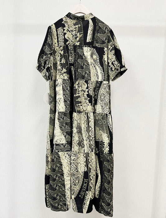 モノトーンプリントワンピース