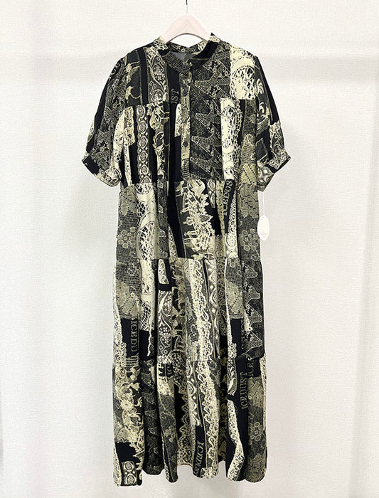 モノトーンプリントワンピース