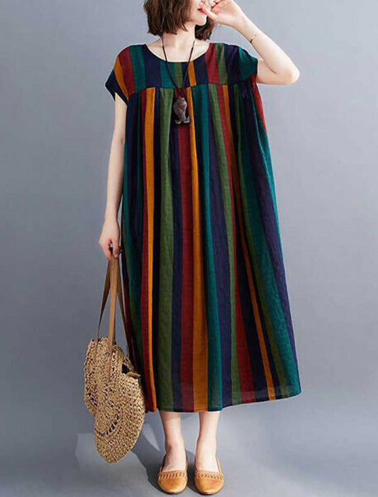 マルチストライプ柄ワンピース　