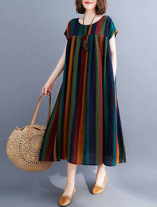 マルチストライプ柄ワンピース　
