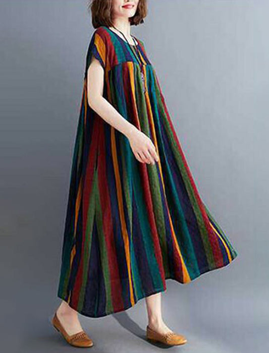 マルチストライプ柄ワンピース　