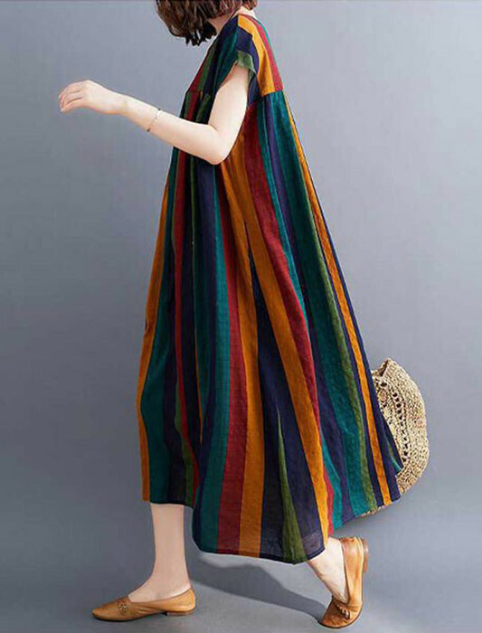 マルチストライプ柄ワンピース　