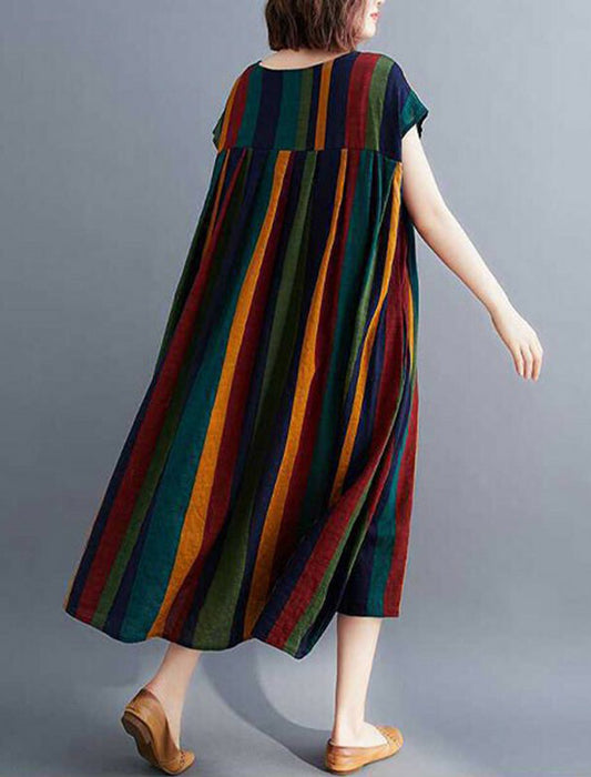 マルチストライプ柄ワンピース　