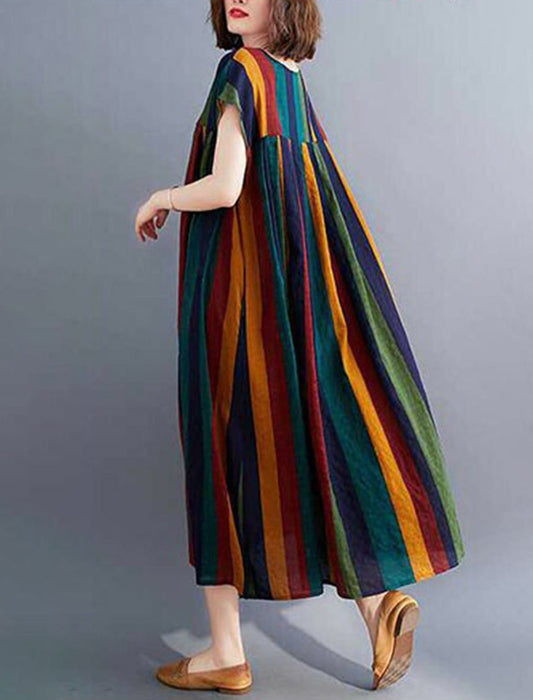 マルチストライプ柄ワンピース　