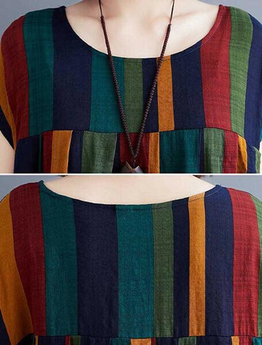 マルチストライプ柄ワンピース　