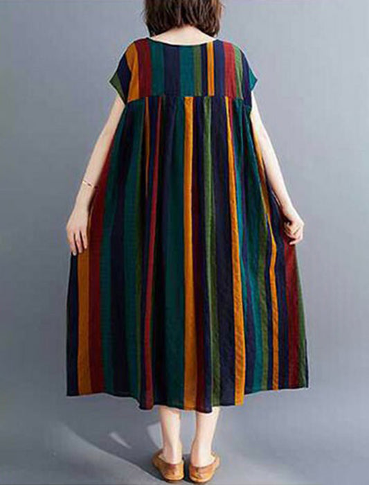 マルチストライプ柄ワンピース　
