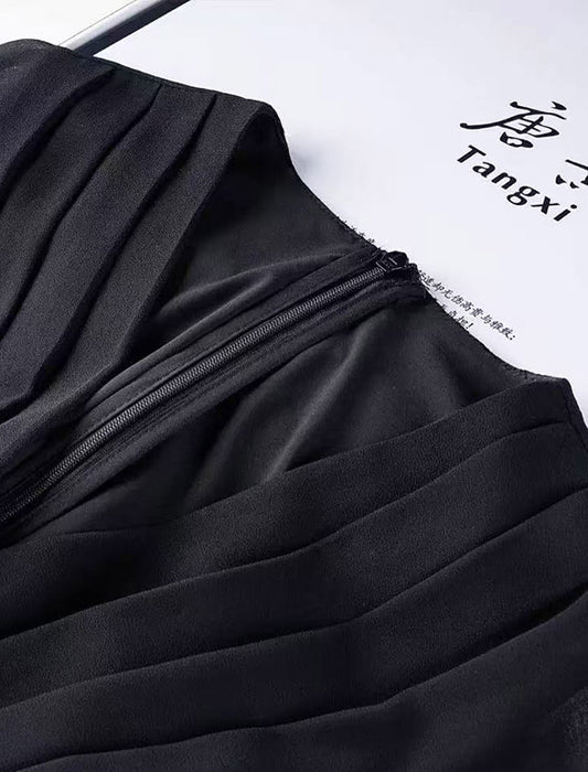 切替えデザインハイウエストワンピース