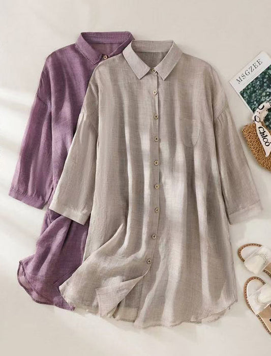 着回し抜群リネンライクロングシャツ