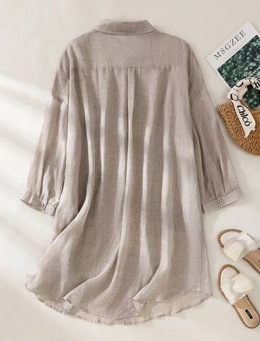 着回し抜群リネンライクロングシャツ