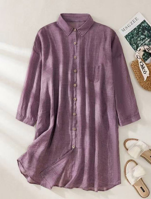 着回し抜群リネンライクロングシャツ