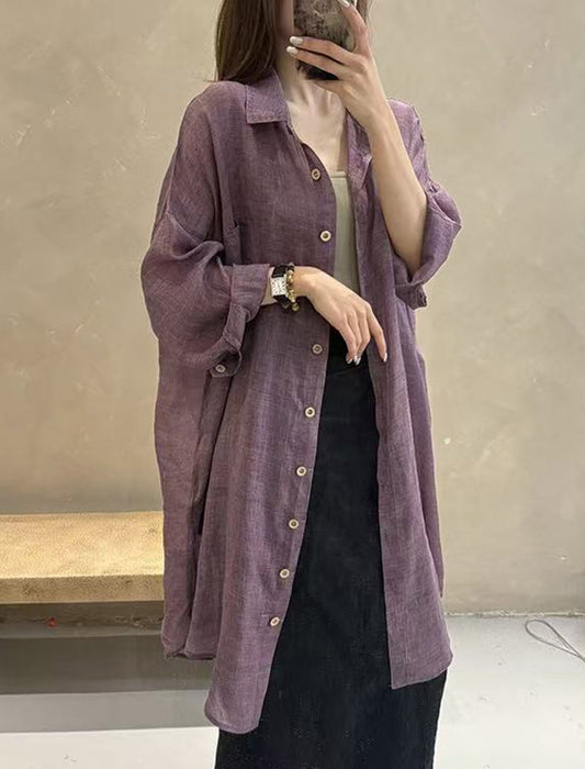 着回し抜群リネンライクロングシャツ