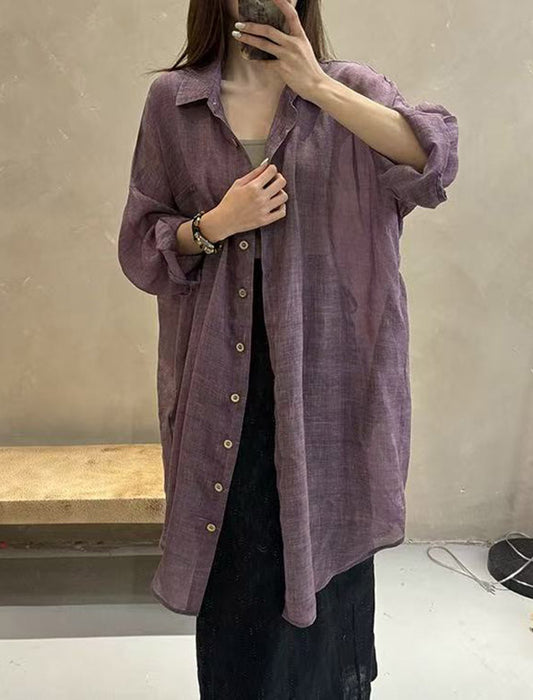 着回し抜群リネンライクロングシャツ