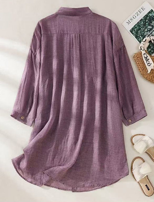 着回し抜群リネンライクロングシャツ