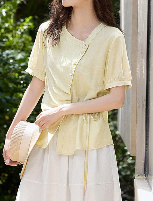 カシュクール風サイドリボンブラウス