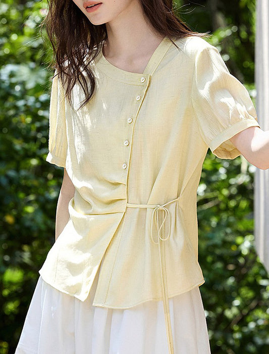 カシュクール風サイドリボンブラウス