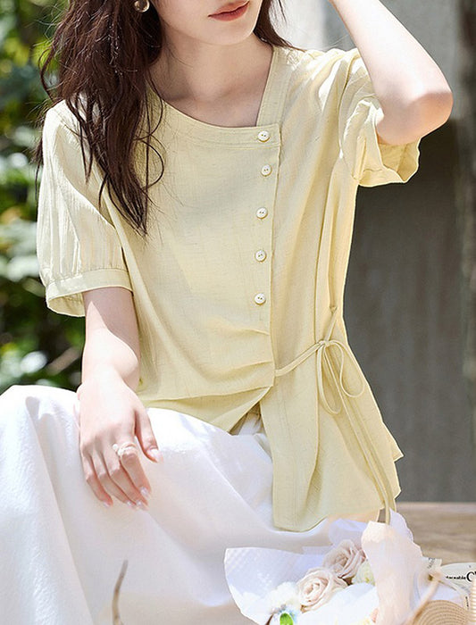 カシュクール風サイドリボンブラウス