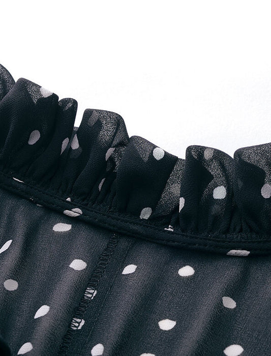 【受注】ドットシフォンフリル衿ブラウス