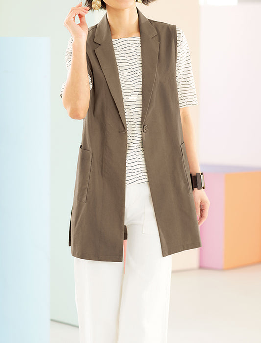 【受注】麻綿混テーラードジレ