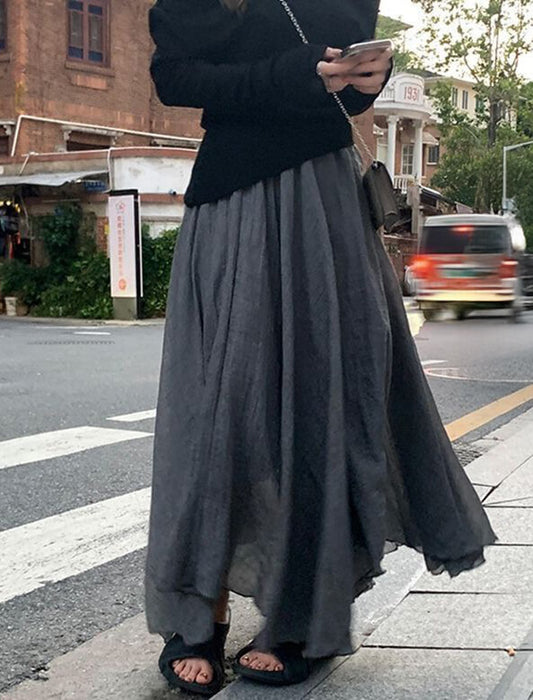 リネンライクフレアスカート