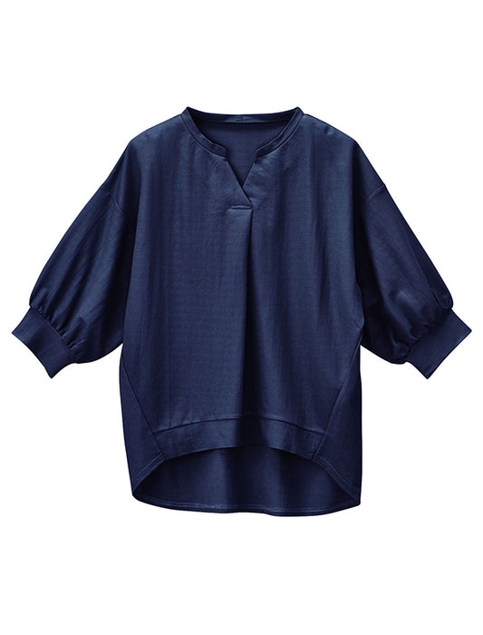 ＜接触冷感＞前後差ゆったりプルオーバー