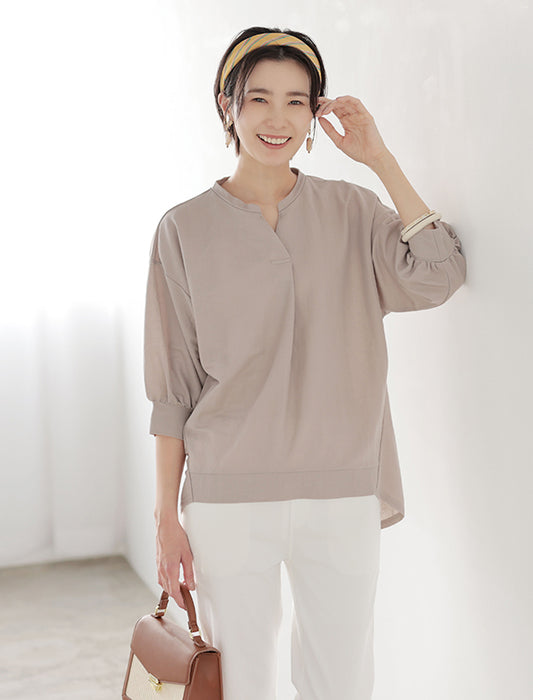 ＜接触冷感＞前後差ゆったりプルオーバー