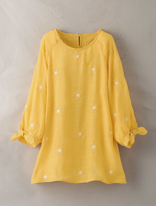 スラブ刺しゅうブラウス2色組