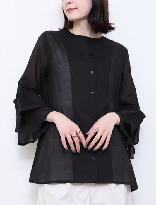 綿混ボイル二段袖ジャケット ブラウス