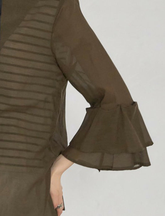 綿混ボイル二段袖ジャケット ブラウス