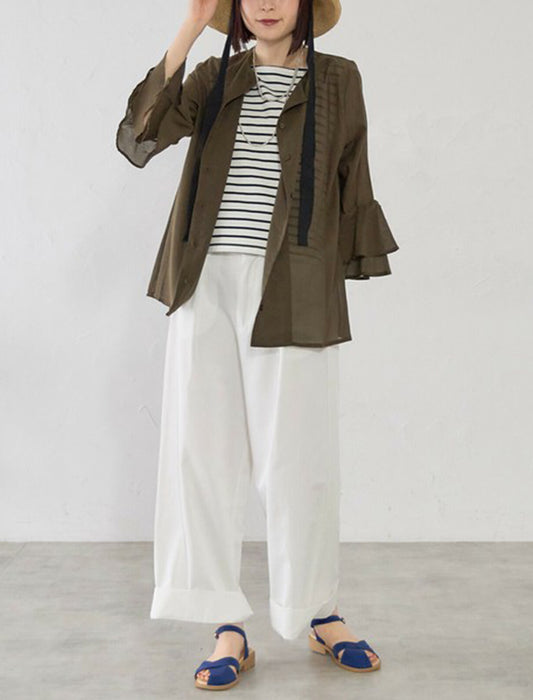 綿混ボイル二段袖ジャケット ブラウス