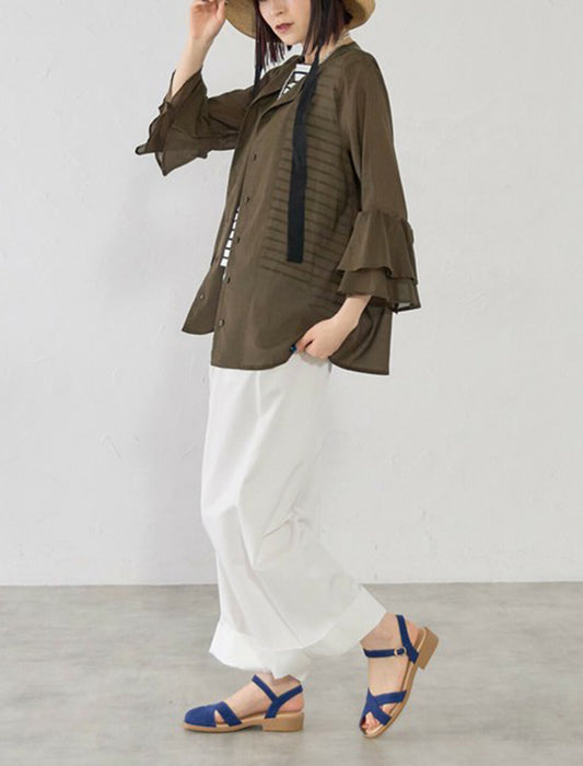 綿混ボイル二段袖ジャケット ブラウス