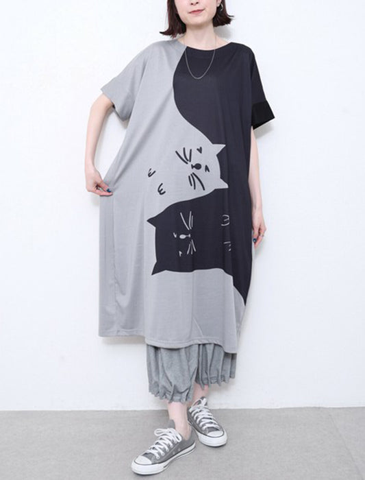 猫プリントワンピース