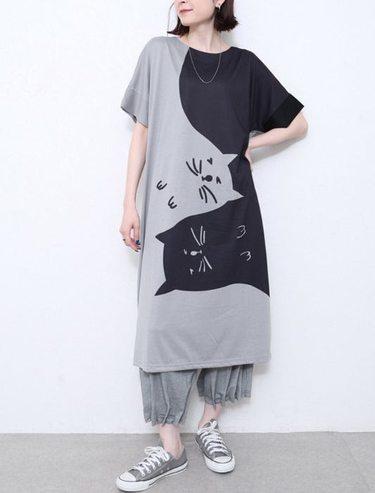 猫プリントワンピース