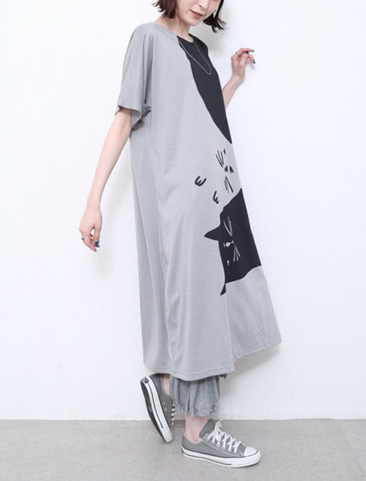 猫プリントワンピース