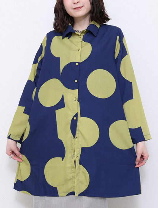 ドットロングシャツブラウス