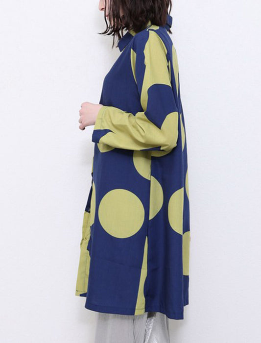 ドットロングシャツブラウス
