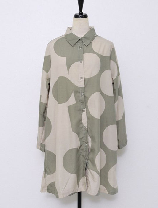 ドットロングシャツブラウス