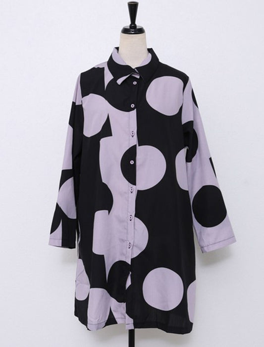 ドットロングシャツブラウス
