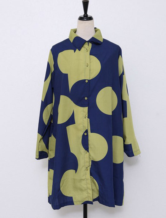 ドットロングシャツブラウス