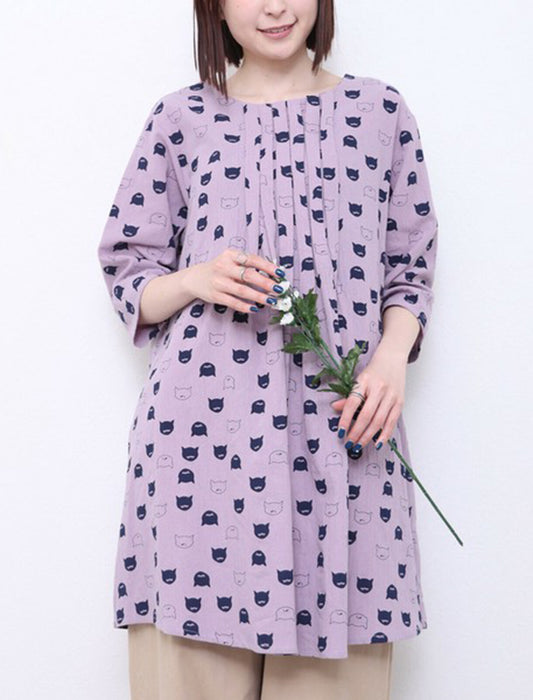 猫顔プリントチュニック