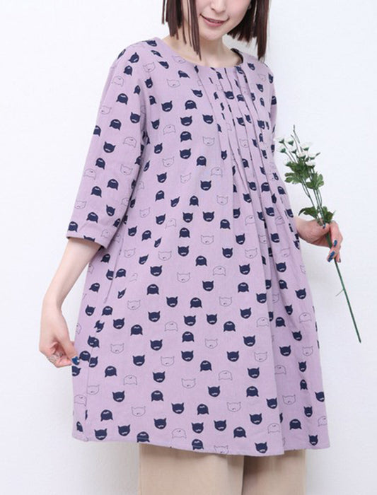 猫顔プリントチュニック