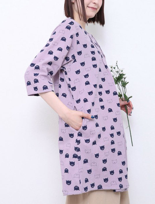 猫顔プリントチュニック