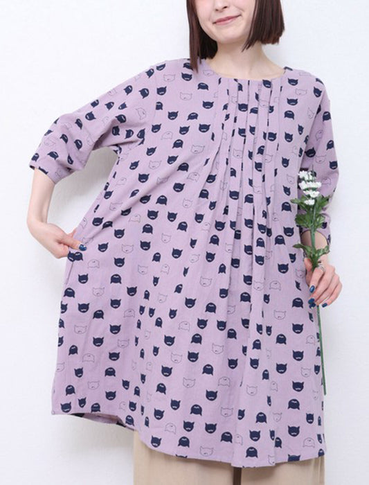 猫顔プリントチュニック