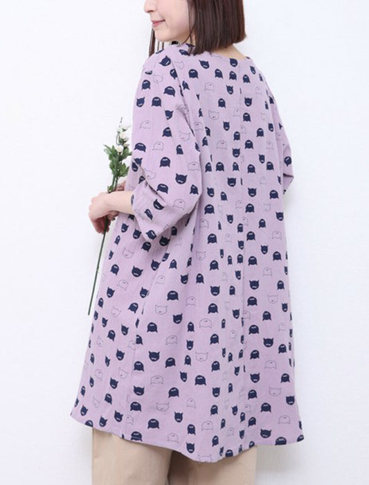 猫顔プリントチュニック