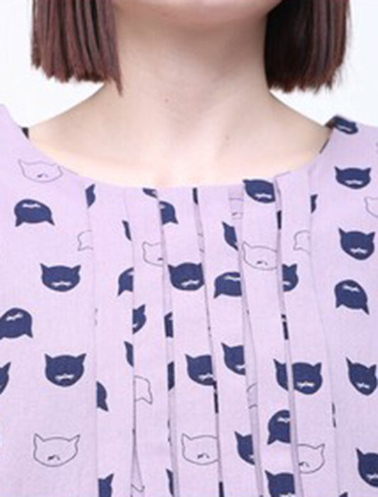 猫顔プリントチュニック