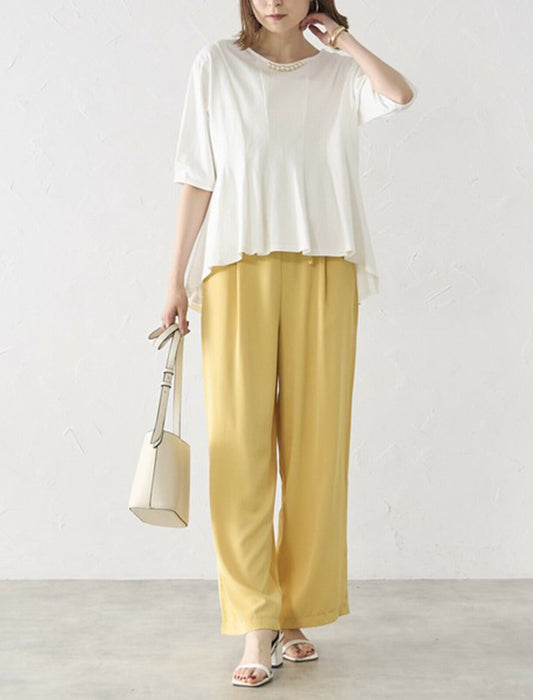 パール付きペプラムTシャツ　