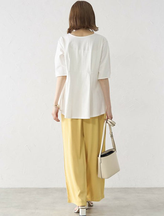 パール付きペプラムTシャツ　