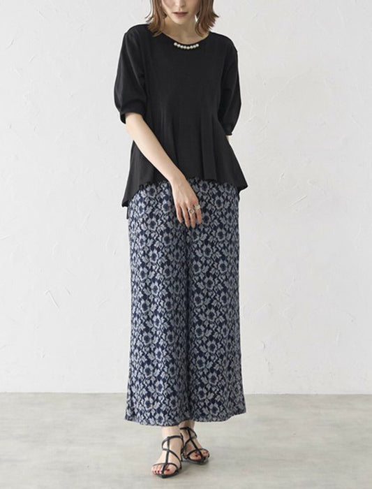 パール付きペプラムTシャツ　