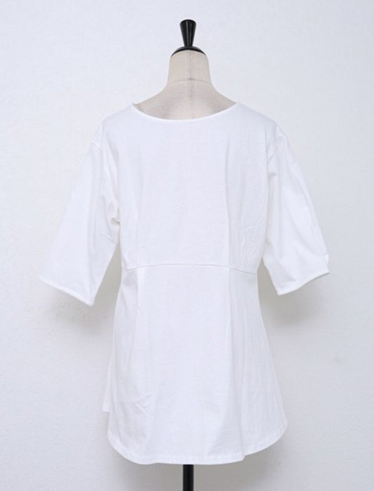 パール付きペプラムTシャツ　