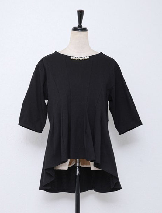 パール付きペプラムTシャツ　