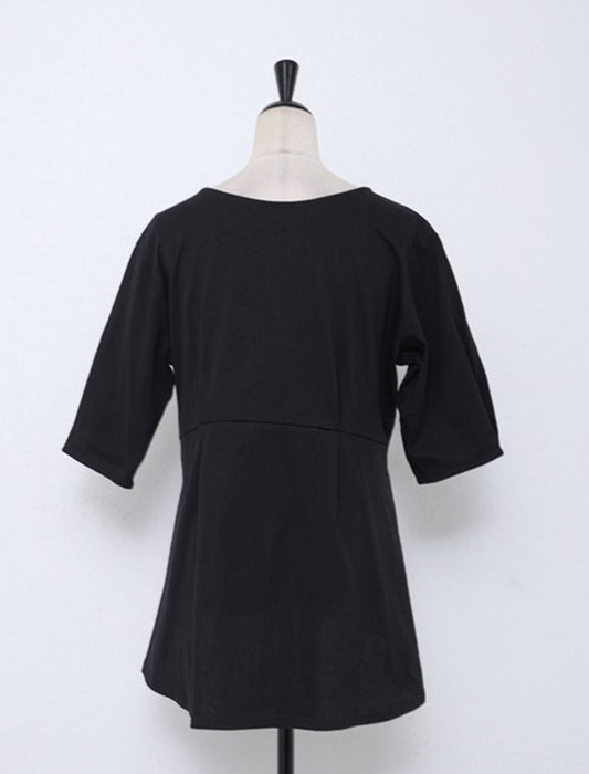 パール付きペプラムTシャツ　